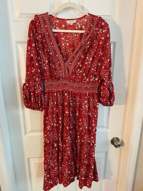 max studio patterned ruffle wrap midi dress Armoire